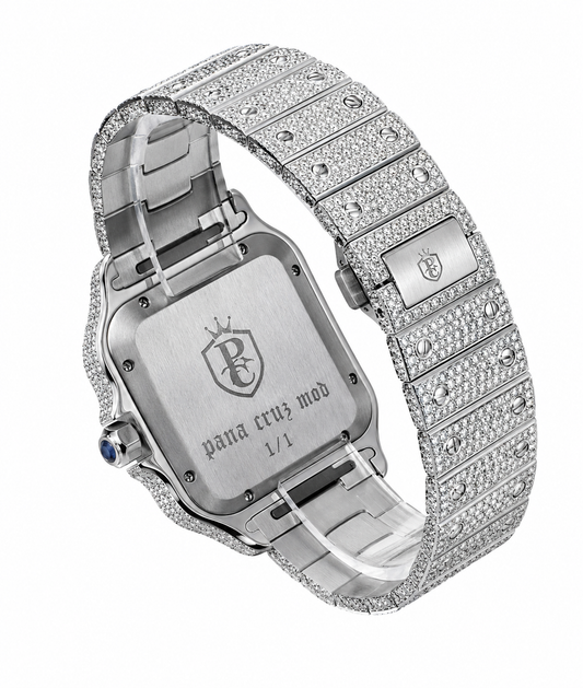Seiko Mod Cartier Santos Full Iced – Moissanita VVS1