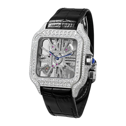 Seiko Mod Cartier Santos Full Iced VVS1 — Correa de Cuero