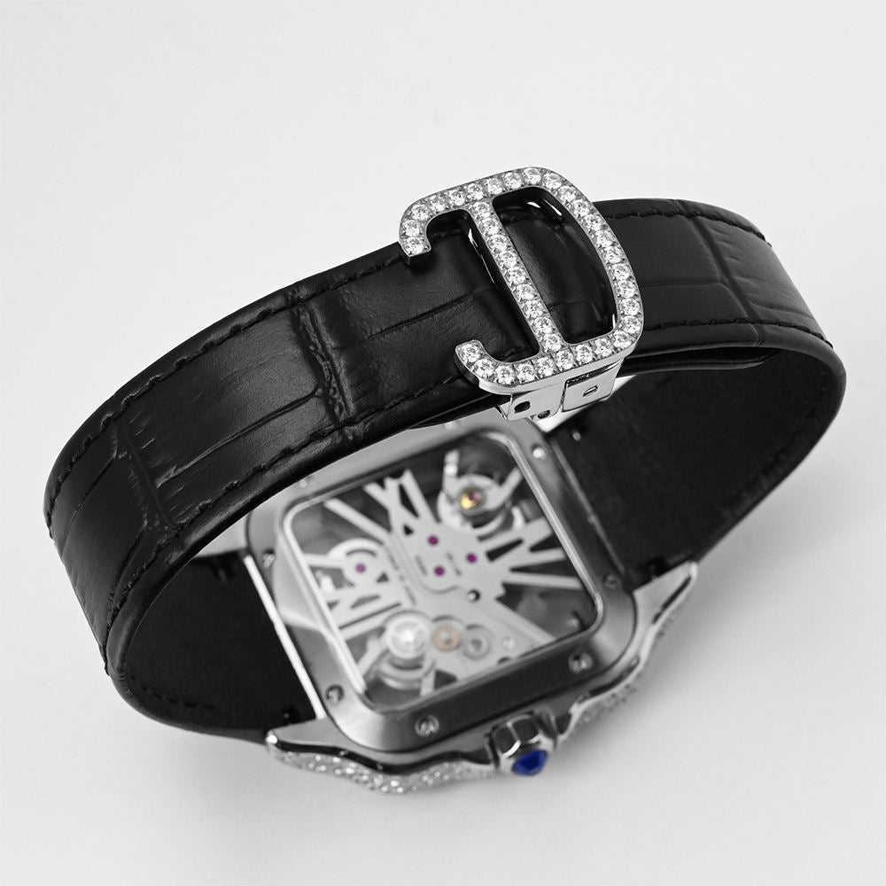 Seiko Mod Cartier Santos Full Iced VVS1 — Correa de Cuero