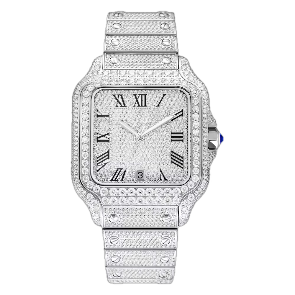 Seiko Mod Cartier Santos Full Iced – Moissanita VVS1