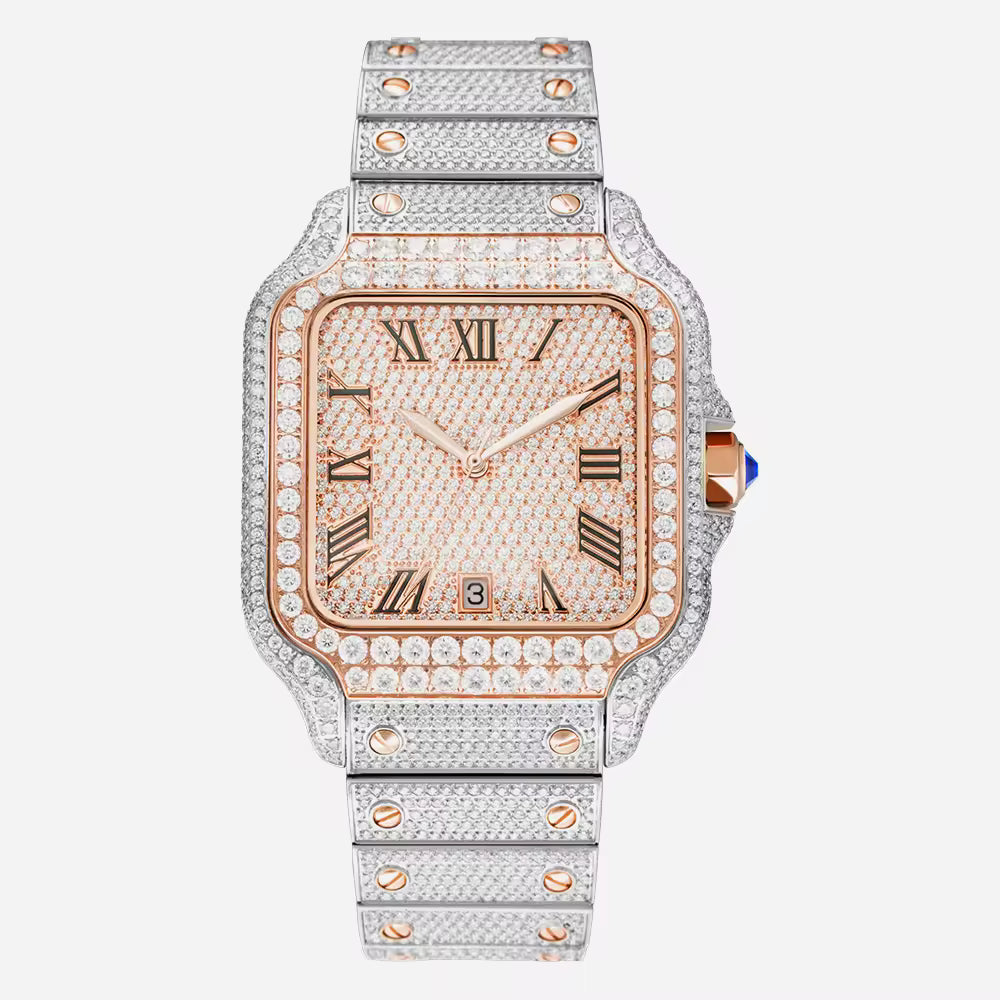 Seiko Mod Santos Full Iced – Moissanita VVS1 | Pasa el Test de Diamantes | Certificado GRA