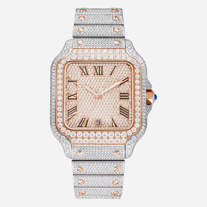 Seiko Mod Cartier Santos Full Iced – Moissanita VVS1