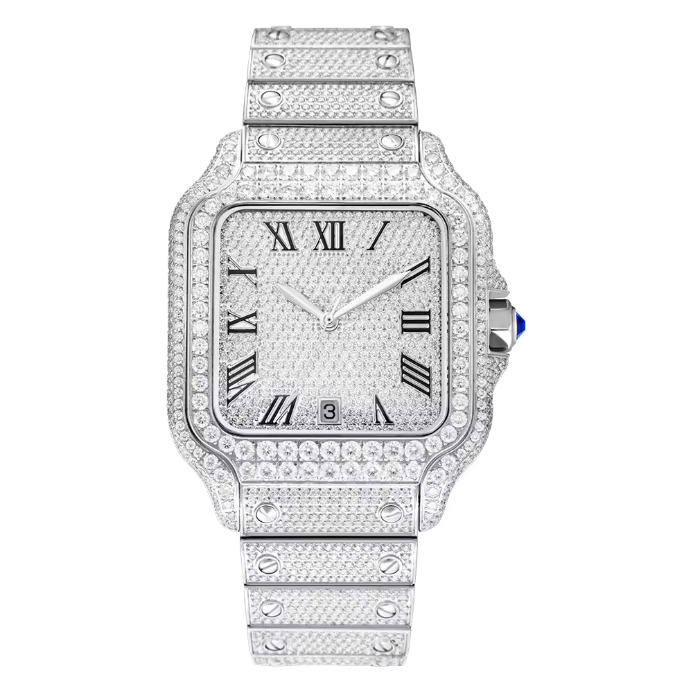 Seiko Mod Santos Full Iced – Moissanita VVS1 | Pasa el Test de Diamantes | Certificado GRA